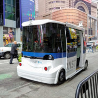Self-driving vehicles take test drives around Times Square